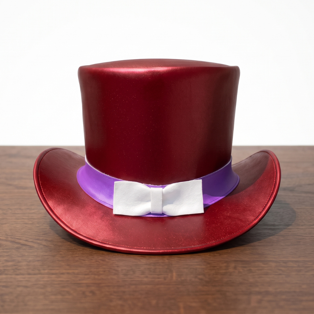 Red Leather Top Hat – Victorian Steampunk Cosplay Hat & Gift for Her