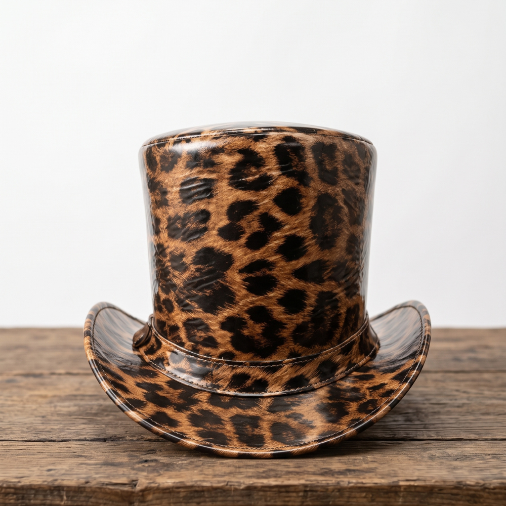 Leopard Print Steampunk Top Hat – Gothic Festival & Costume Hat