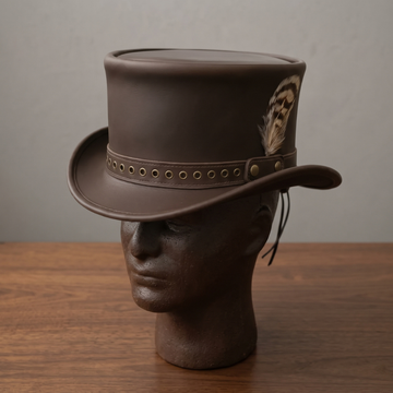 Brown Leather Victorian Top Hat – Steampunk Festival & Costume Hat