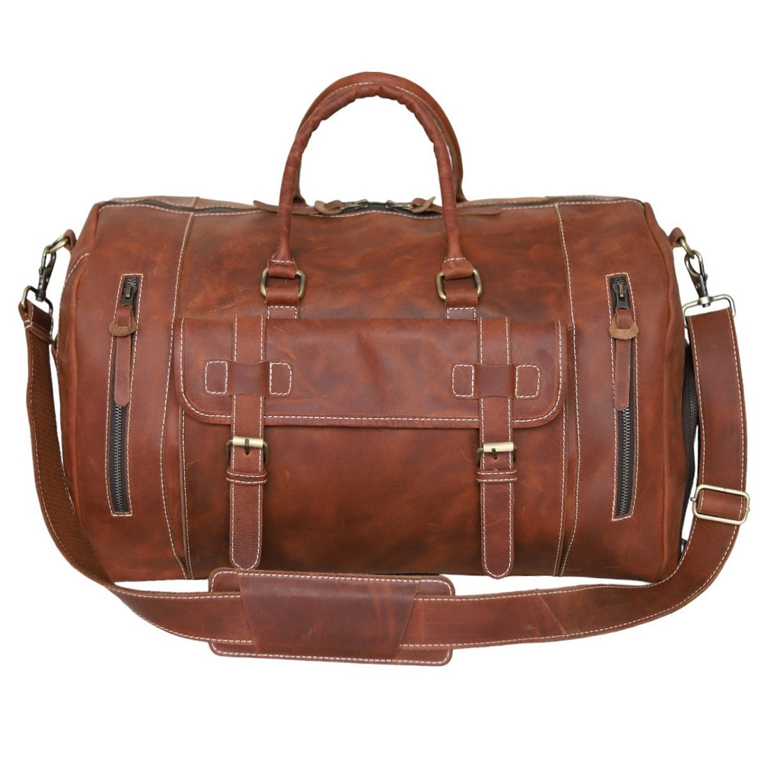 Brown Leather Duffle Bag