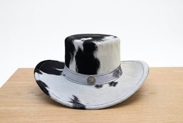 Leather Top Hat, Western Cowboy Hat, Ranch Style Festival Hat, Unique Leather