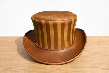 Handmade Striped Leather Top Hat – Steampunk Victorian Gothic Hat