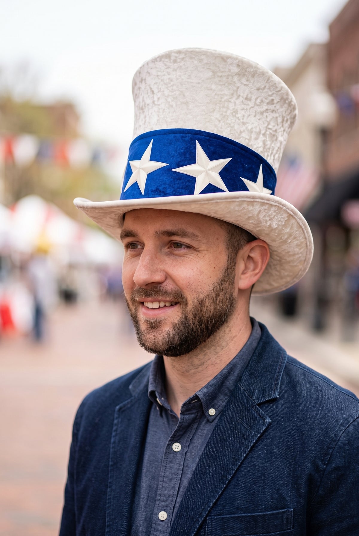 Uncle Sam Velvet Top Hat – American Flag Patriotic Costume Hat
