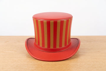 Red Striped Leather Top Hat – Handmade Steampunk Victorian Unisex Hat