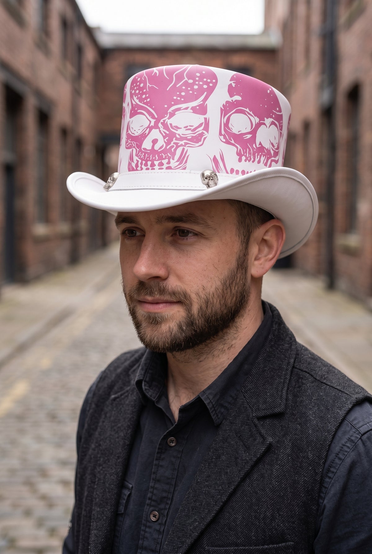 Handmade White Skull Steampunk Top Hat – Gothic Halloween Cosplay Hat