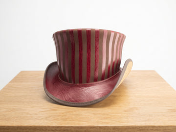 Handmade Striped Leather Steampunk Top Hat – Gothic Victorian Mad Hatter Hat