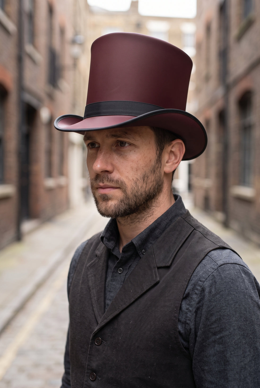 Brown Silk Top Hat – Victorian Steampunk Gothic Cosplay Hat