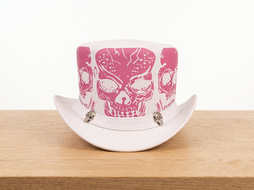Handmade White Skull Steampunk Top Hat – Gothic Halloween Cosplay Hat