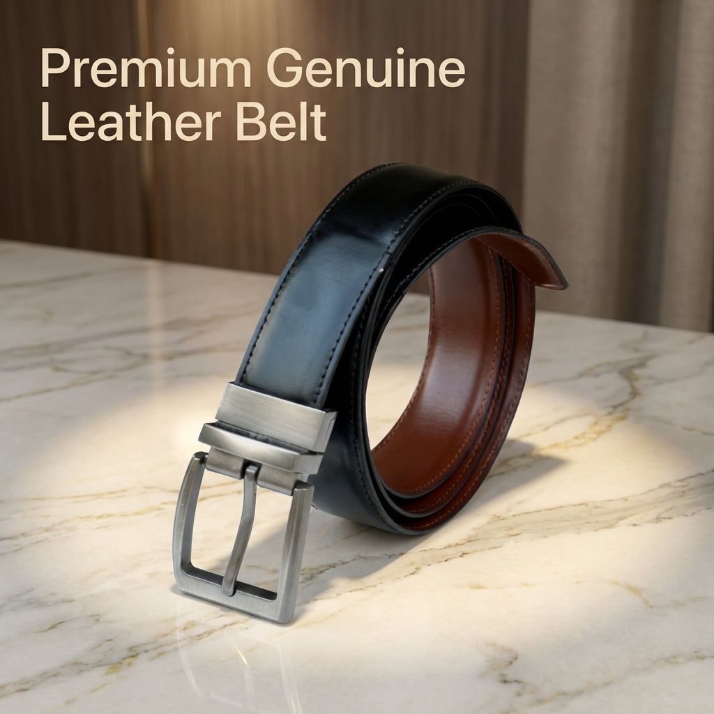 Men's Reversible Leather Belt Black & Brown | Western-Attire
