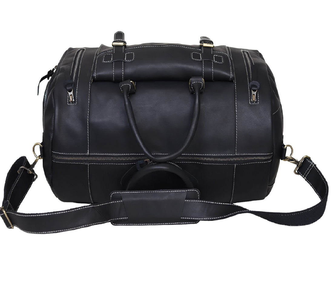 Black Leather Duffle Bag