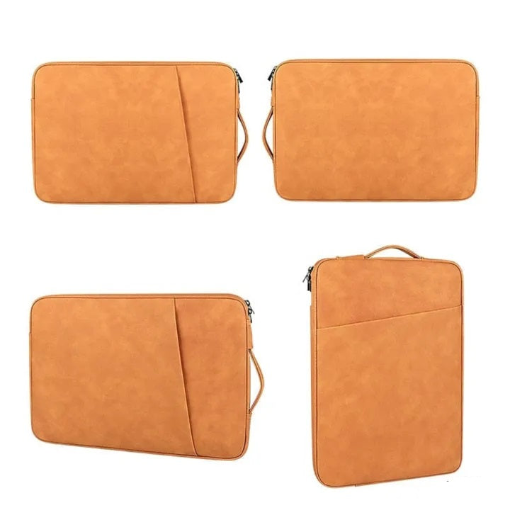 Crocodile Textured Leather Laptop Sleeve - Premium Protection & Style Black